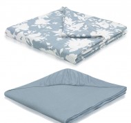 Completo letto matrimoniale Artico floreale in percalle di puro cotone