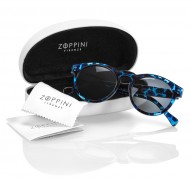 Occhiali da sole con montatura tartarugata blu in policarbonato