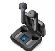 Auricolari Bluetooth Twin Hop neri con custodia e display LCD