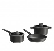 Set batteria  Stone+ da 5 pezzi antiaderente in alluminio pressofuso riciclato antracite