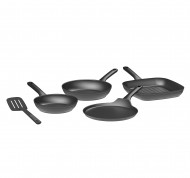 Set 4 padelle antiaderenti in alluminio riciclato Helix con paletta