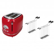 Tostapane rosso da 2 fette in ABS e inox