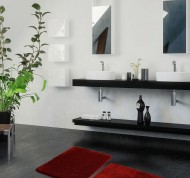 Set 2 tappeti bordeaux da bagno