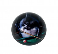 Fermacarte Pool Shark in vetro dalla forma semisferica con grafica retro stampata