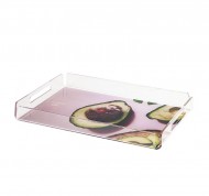 Vassoio rettangolare Avocado Toast in cristallo acrilico con decorazione retro stampata