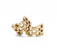 Orecchini 3-Link color oro in acciaio inox con PVD placcato in oro