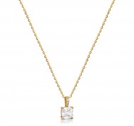 Collana in argento 925 oro giallo con zircone bianco pendente