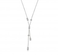 Collana Y con pietre in argento 925 con zirconi bianchi