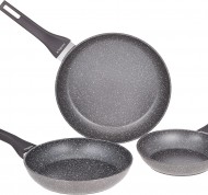 Set 3 padelle antiaderenti Phaetra Style in alluminio grigio effetto pietra