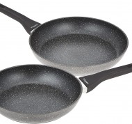 Set 2 padelle antiaderenti Phaetra Style in alluminio grigio effetto pietra