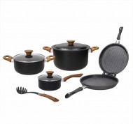Batteria 8 pezzi Pasta Cooking in alluminio nero