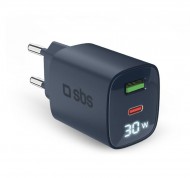 Caricabatterie blu da muro con schermo LCD