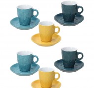 Set 6 tazzine da caffe' con piattino Maya in ceramica