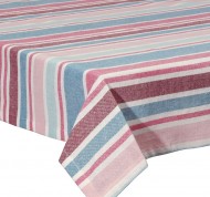 Tovaglia di cotone a righe rosa e celeste per 8 persone linea Fresia