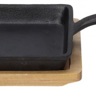 Padella quadrata in ghisa nera + sottopentola in bamboo linea Fusion Taste.