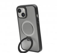 Custodia Book con ricarica wireless per iPhone 15 MagSafe con finiture in metallo e anello con funzione stand 