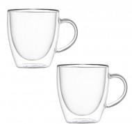Set 2 mug in vetro con doppia parete