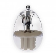 Mini ovetto porta forchettine da 6 pezzi con pinza in acciaio inox