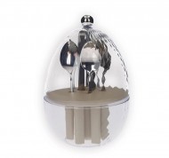 Mini ovetto porta cucchiaini da 6 pezzi con pinza in acciaio inox