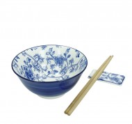 Set ciotola sushi + ciotolina in porcellana con bacchette in bamboo