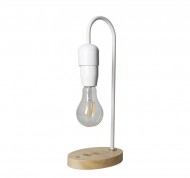 Lampada Stacca&Go in metallo nero  con base in legno per ricarica smartphone