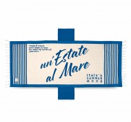 Telo mare blu con frange Summer Mood in misto cotone
