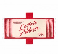 Telo mare rosso con frange Summer Mood in misto cotone