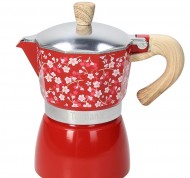 Moka rossa da 6 tazzine in alluminio linea Japan