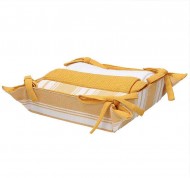 Cestino pane in cotone con 3 strofinacci gialli linea Natural Love