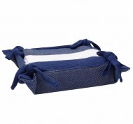 Cestino pane in cotone blu denim con 3 strofinacci ottanio linea Denim