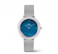 Orologio da donna Crystalline Bezel blu Sterling MOP