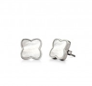 Orecchini in acciaio con buco in madreperla Mystic Clover Collection