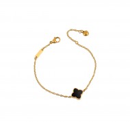 Bracciale in acciaio con charm in smalto nero Mystic Clover Collection