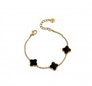 Bracciale in acciaio con 3 charms  in smalto nero Mystic Clover Collection