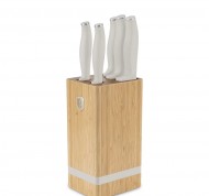 Ceppo in bamboo con 6 coltelli in acciaio inox collezione Sahara