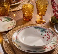 Sevizio piatti 18 pezzi Candy Christmas in porcellana multicolor linea Madison