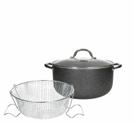 Pentola per friggere con coperchio 28 cm in alluminio grigio linea Big Family