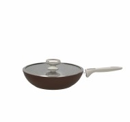 Wok con coperchio 28 cm in alluminio linea Pearlbrown Stone