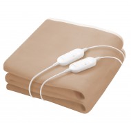Coperta elettrica beige per letto matrimoniale con 2 livelli di temperatura + 2 telecomandi