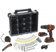 Trapano/Avvitatore con percussione 18V BCD700 + 2 batterie 1.5AH + 100 accessori + valigetta