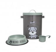 Contenitore per croccantini per cane con ciotola e misurino