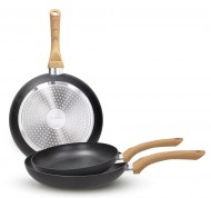 Set 3 padelle Rock in Wood in alluminio stampato nero