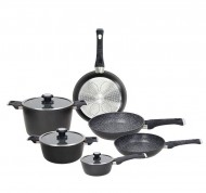 Batteria pentole Sphera in alluminio forgiato nero riciclato da 9 pezzi