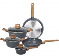 Batteria pentole T-Care My Cooking in alluminio grigio da 8 pezzi