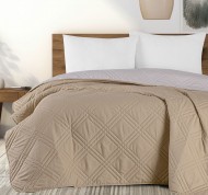 Copriletto trapuntato per letto una piazza e mezzo in microfibra reversibile Double-Color tortora e panna