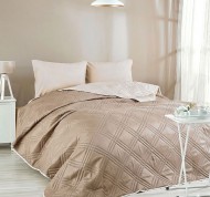 Copriletto trapuntato per letto matrimoniale in microfibra reversibile Double-Color tortora e panna