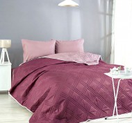 Copriletto trapuntato per letto matrimoniale in microfibra reversibile Double-Color prugna e malva
