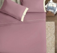 Completo letto matrimoniale Double-Color malva e panna