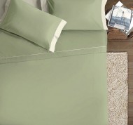Completo letto matrimoniale Double-Color salvia e panna