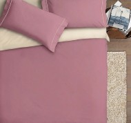 Parure copripiumino letto matrimoniale Double Color malva e panna
